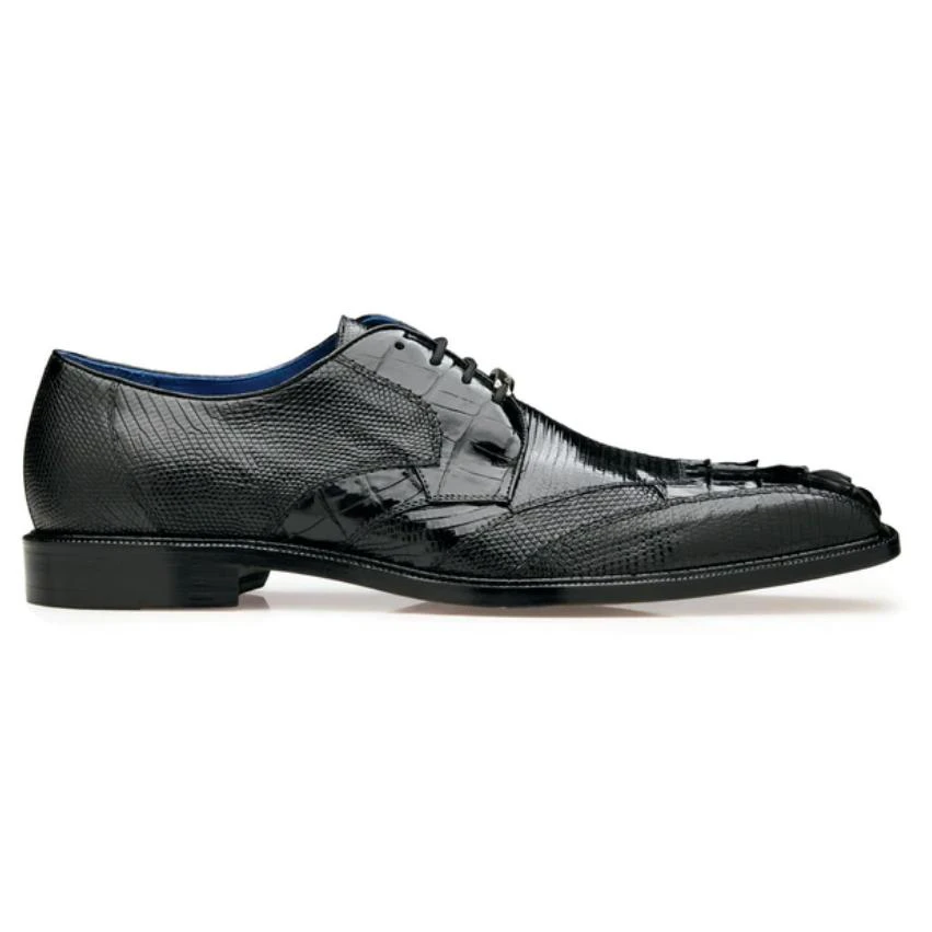 Belvedere "Valter" Black Genuine Caiman Crocodile And Lizard Dress Shoes. - Image 2