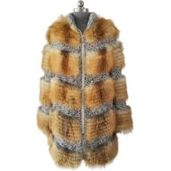 Winter Fur Ladies Red Genuine Fox 3/4 Coat W02Q01RF.