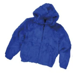 Winter Fur Ladies Royal Blue Skin Rabbit Jacket With Detachable Hood W05S04RB.