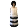 Winter Fur Ladies White / Black Genuine Tibet Lamb 3/4 Vest W15V16WT.