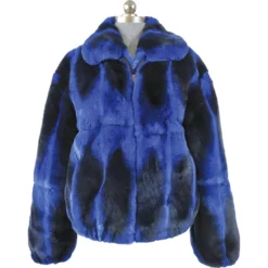 Winter Fur Ladies Royal Blue Genuine Full Skin Rex Rabbit Jacket W18S01RB.