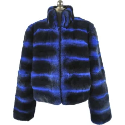 Winter Fur Ladies Royal Blue Genuine Full Skin Rabbit Bomber Jacket W18S03RB.