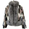 Winter Fur Ladies Grey / Multicolor Genuine Mink / Fox Trimming Jacket W39S01SF.