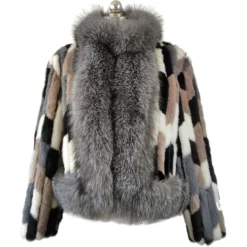 Winter Fur Ladies Grey / Multicolor Genuine Mink / Fox Trimming Jacket W39S01SF.