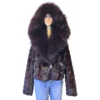 Winter Fur Ladies Burgundy Genuine Diamond Mink Motor Jacket With Fox Collar And Hood W49S07BD.