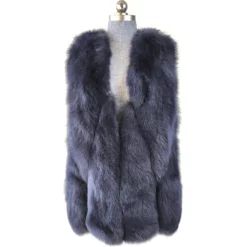 Winter Fur Ladies Grey Genuine Fox Fur 3/4 Vest W53V02GY.