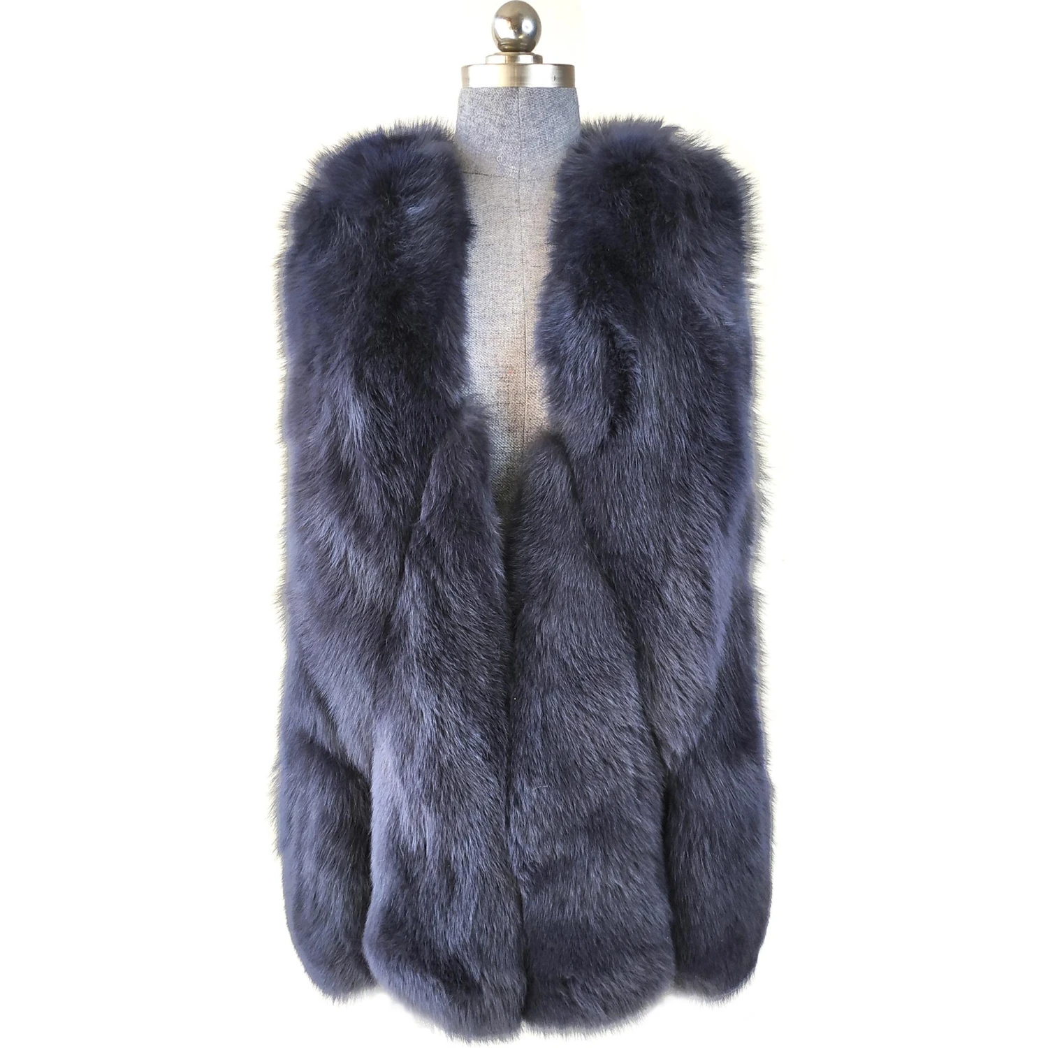 Winter Fur Ladies Grey Genuine Fox Fur 3/4 Vest W53V02GY.