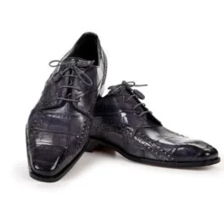 Mauri Charcoal Grey Genuine Alligator Oxford Shoes.