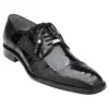 Belvedere "Batta" Black All-Over Genuine Ostrich Lace-Up Shoes 14006.
