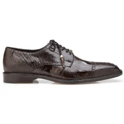 Belvedere "Batta" Chocolate All-Over Genuine Ostrich Lace-Up Shoes 14006.