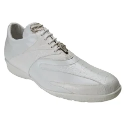 Belvedere "Bene" White Genuine Ostrich And Leather Casual Sneakers 2010.