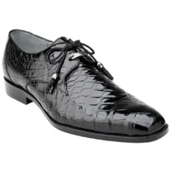 Belvedere "Lago" Black All-Over Genuine Alligator Shoes 14010.