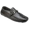 Belvedere "Omar" Black Genuine Ostrich / Calf Shoes With Horsebit 50V.