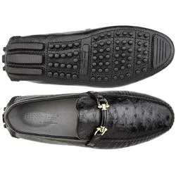 Belvedere "Omar" Black Genuine Ostrich / Calf Shoes With Horsebit 50V. - Image 2