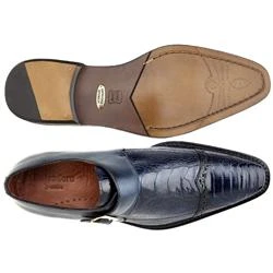 Belvedere "Salinas" Blue Safari Genuine Ostrich / Italian Calf Monk Strap Loafer Shoes 3B6. - Image 2