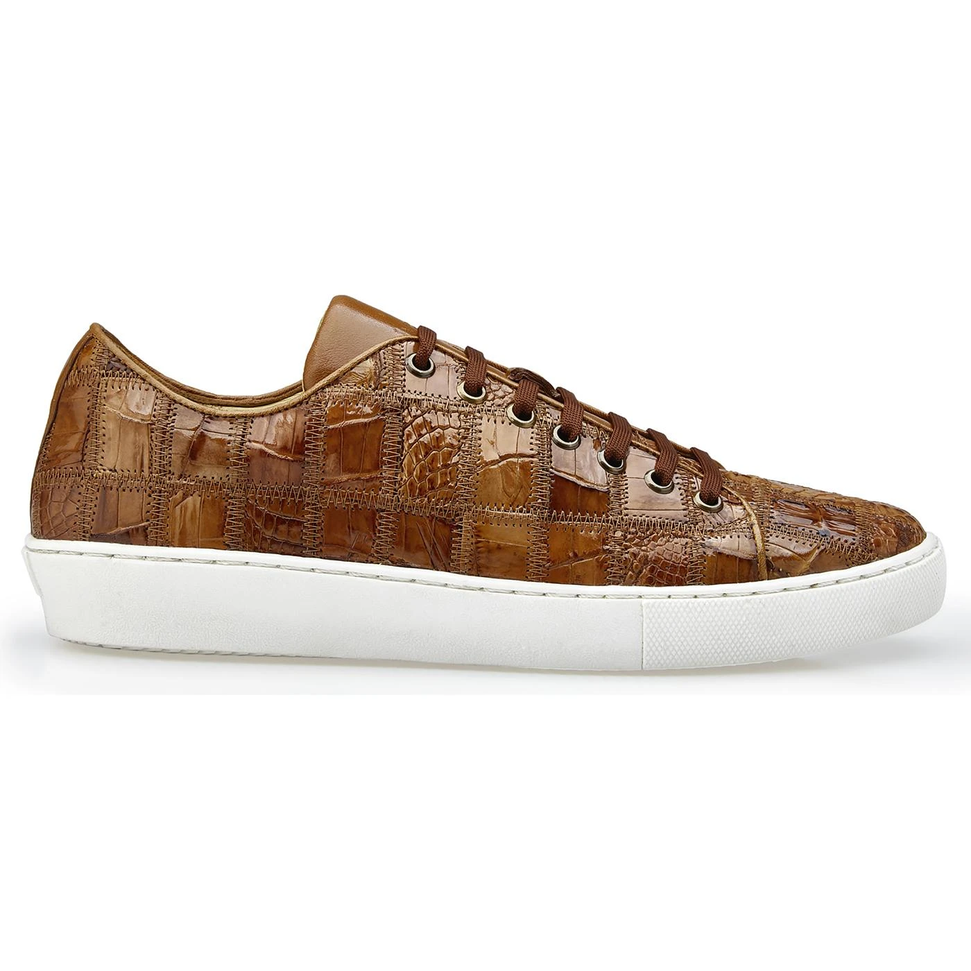 Belvedere "Santo" Honey Genuine Crocodile Patchwork Casual Sneakers Y02.