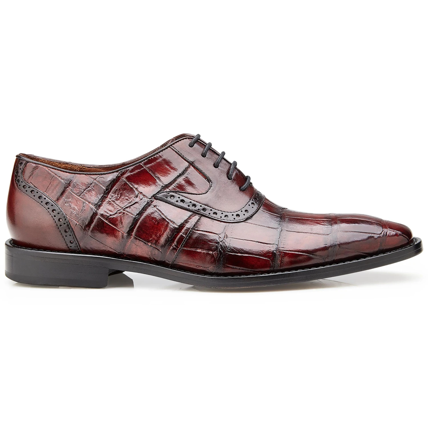Belvedere "Walter" Antique Wine Genuine Alligator / Italian Calf Oxford Shoes 4B3. - Image 3