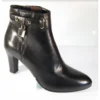 Mauri Ladies Black Genuine Leather Silver Lock Dress Boots.