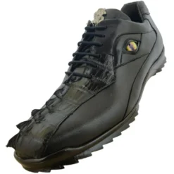 LA Exotics "Dino" Black Crocodile Tail / Lambskin Sneakers With Eyes ZC090105