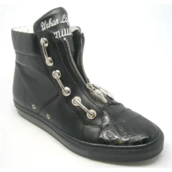 Mauri Black Genuine Crocodile / Nappa Leather With Silver Hardware Sneakers.