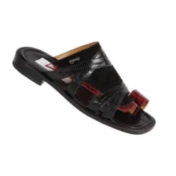Mauri Black / Ruby Red Genuine Pony Hair / Lizard Slip On Sandals.