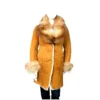 G-Gator Ladies Genuine Sheepskin Single-Breasted Trench Coat With Fox Fur Collar 0105.
