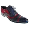 Mauri "Domino" 4708 Navy / Burgundy Genuine Lizard / Calfskin Dress Shoes.
