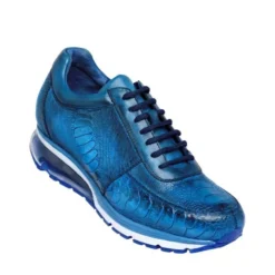 Belvedere "E02" Ocean Blue Genuine Ostrich / Leather Casual Sneakers.