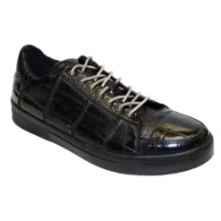 Fennix Italy "Adam" Black Genuine Alligator Sneakers.