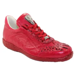 Fennix Italy "Jack" Red Genuine Hornback Crocodile / Calf Sneakers.