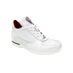 Fennix Italy "Lewis " White Genuine Alligator / Calf-Skin Leather Casual Sneakers.