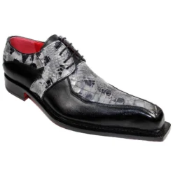 Fennix Italy "Theo" Black / Grey Genuine Alligator / Calf-Skin Leather Shoes.