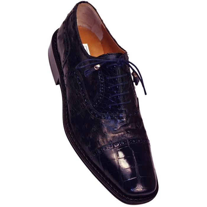 Ferrini 203/528 Navy Blue Genuine Alligator / Ostrich Shoes.