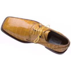 Ferrini 208/151 Camel Genuine Alligator Lace Up Square Toe Shoes.