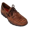 Ferrini 35322-29 Honey Genuine Crocodile Printed Moccasins Lace-Up Shoes.