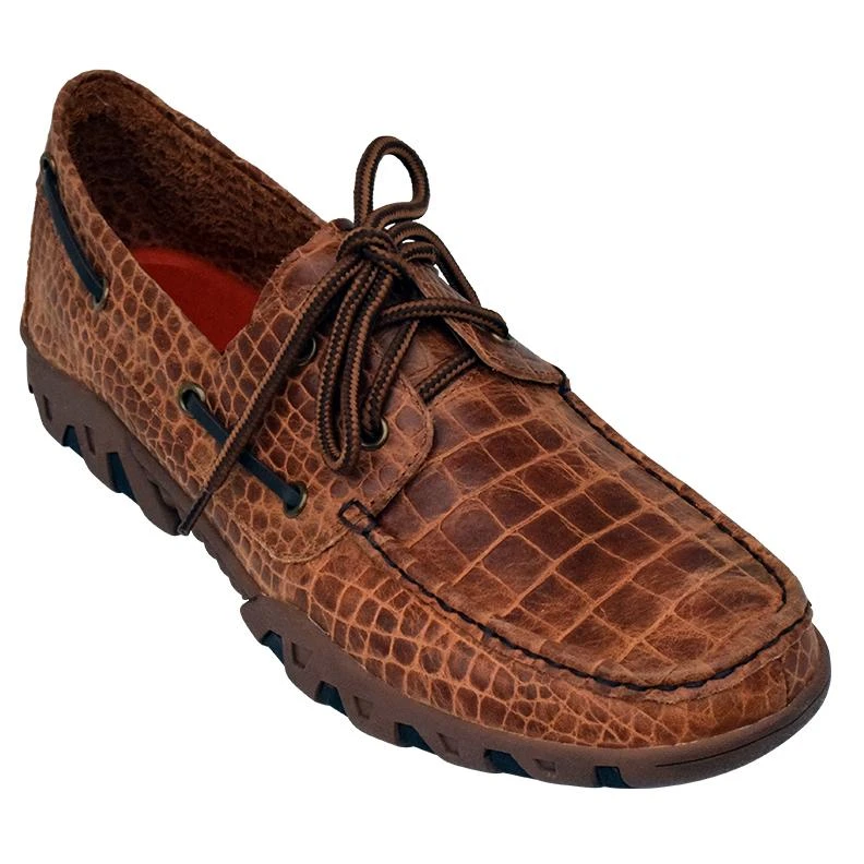 Ferrini 35322-29 Honey Genuine Crocodile Printed Moccasins Lace-Up Shoes.