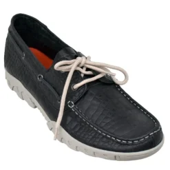 Ferrini 35322-35 Black Genuine Crocodile Printed Moccasins Lace-Up Shoes.