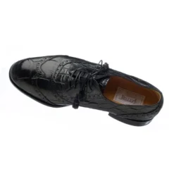 Ferrini 3673/133 Black Genuine Alligator Lace Up Wing Tip Shoes.