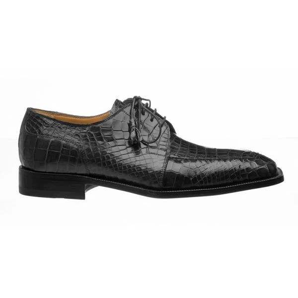 Ferrini 3678 Black Genuine Alligator Derby Square Toe Shoes.