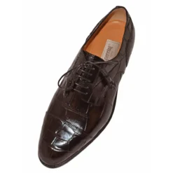 Ferrini 3724 Chocolate Genuine Alligator Lace Up Cape Toe Shoes.