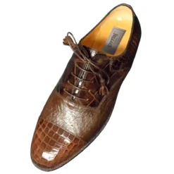Ferrini 4234 Chocolate Genuine Alligator / Ostrich Lace Up Cap Toe Shoes