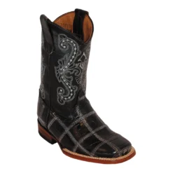 Ferrini Kid's Black Gator Patch Cowboy Boots 70793-04