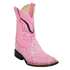 Ferrini Kid's Pink Genuine Leather / Lurex Boots 72793-20