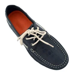 Ferrini Ladies 65322-35 Black Genuine Crocodile Print Moccasins Lace-Up Shoes.