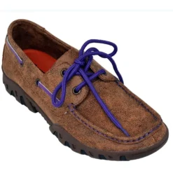 Ferrini Ladies 65322-48 Mocha / Purple Genuine Microsuede Moccasins Lace-up Shoes.