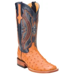 Ferrini Ladies 80193-02 Cognac / Navy Green Genuine Ostrich Boots