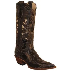 Ferrini Ladies 81261-35 Black Cowhide Lizard Print Boots