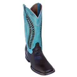 Ferrini Ladies 81993-04 Black / Turquoise Genuine Leather S-Toe Cowboy Boot.