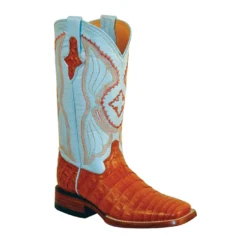 Ferrini Ladies 82493-02 Cognac / Baby Blue Genuine Caiman Crocodile Belly Boots
