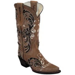 Ferrini Ladies 83061-10 Brown Genuine Leather Cowgirl Boots